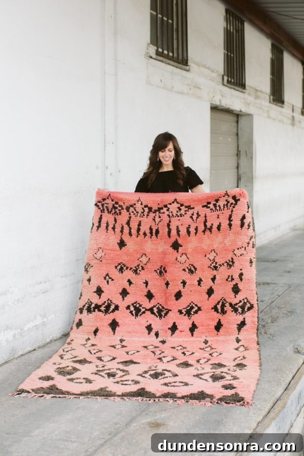 pink and black vintage moroccan rug