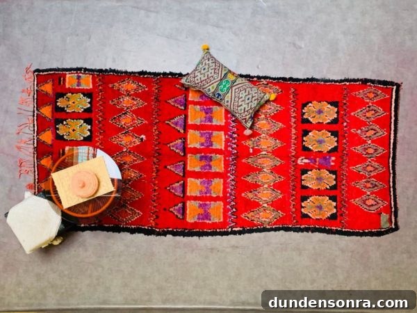 red vintage moroccan rug