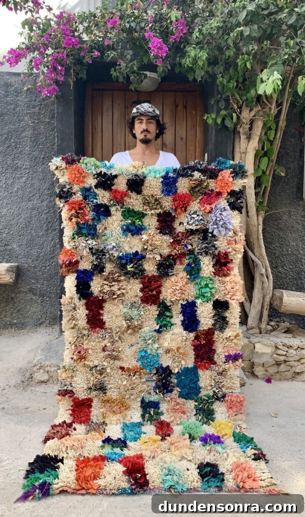 colorful shag vintage moroccan rug