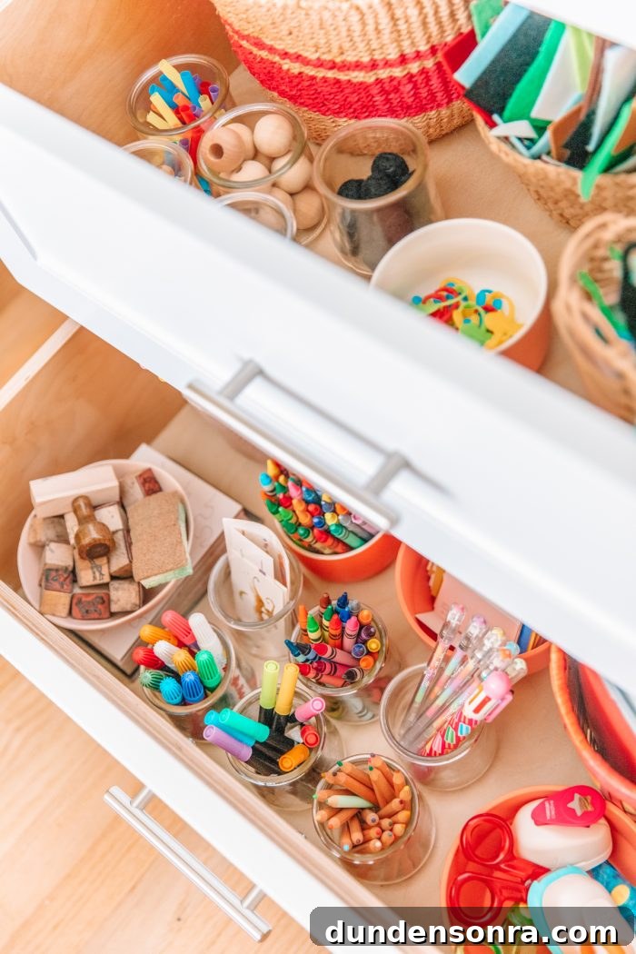 Top Kids Craft Supplies: What's in Our Craft Closet 6 A drawer with pens and pencils