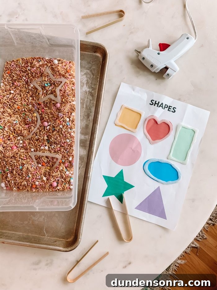 Hot Glue Shapes Sensory Bin