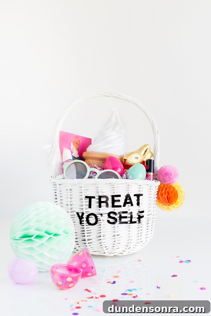 White easter basket with the words 