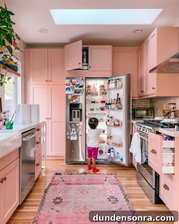 Family-Favorite Quick Dinner Recipes Everyone Will Love 7 A kitchen with pink cabinets