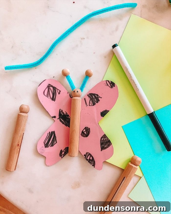 24 Fun Bug Crafts and Activities for Kids to Try Today 3 Toddler Clothespin Butterfly Craft