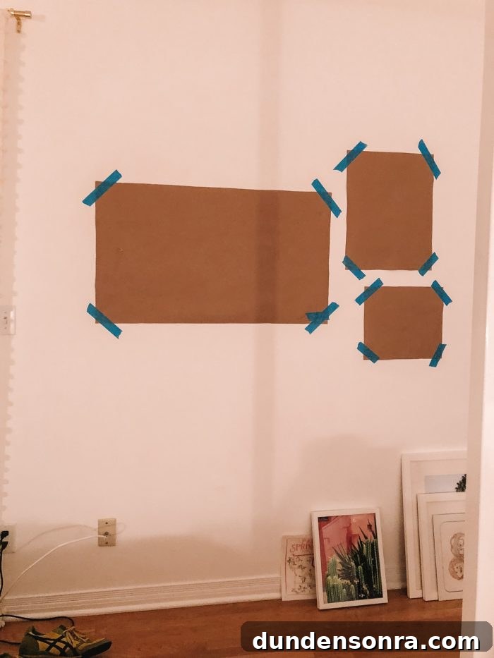How To Hang A Gallery Wall with Kraft Paper