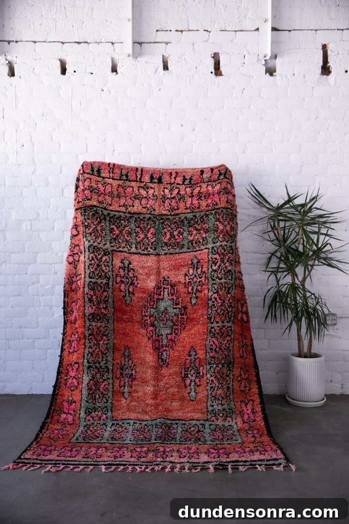 Pink and Teal Vintage Moroccan Rug