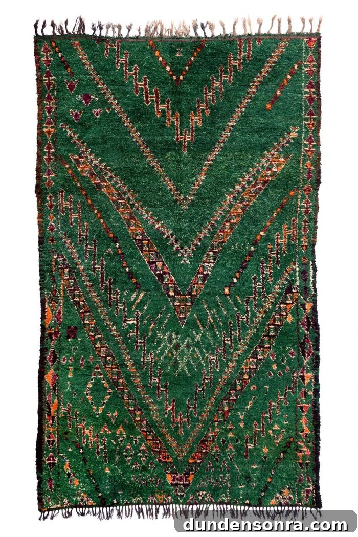 Green beni mguild vintage moroccan rug