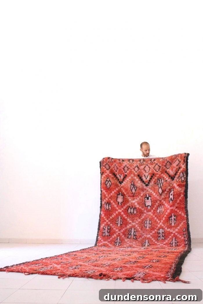Long Red Moroccan Rug