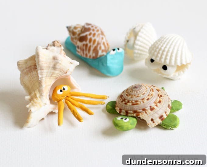 Seashell creatures craft.