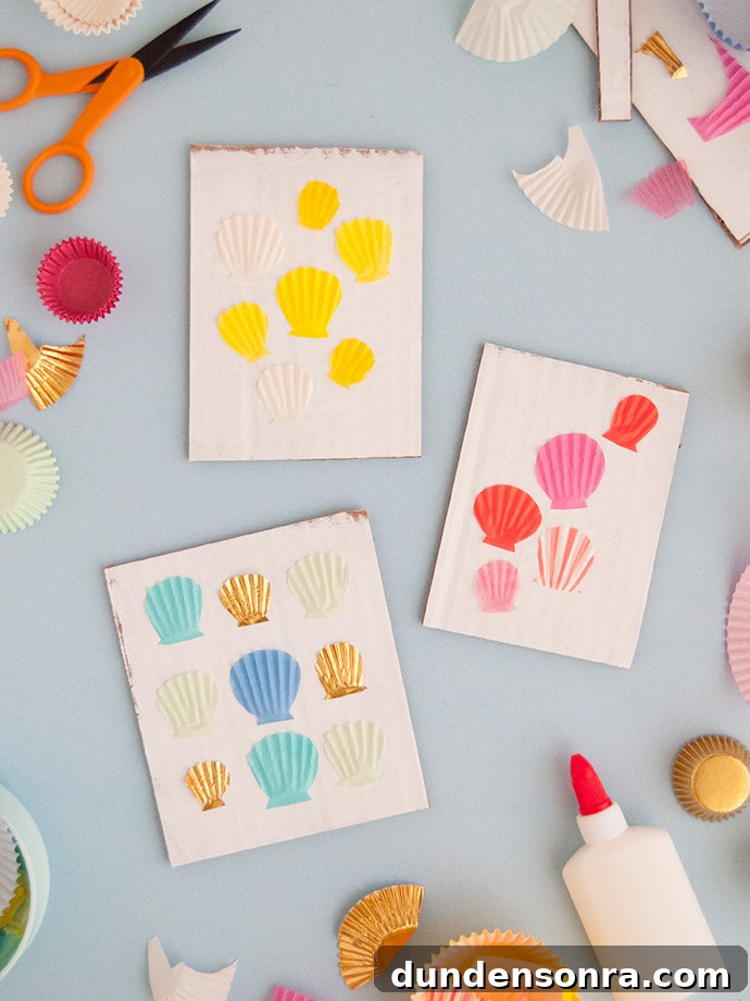 Cupcake paper seashell art craft