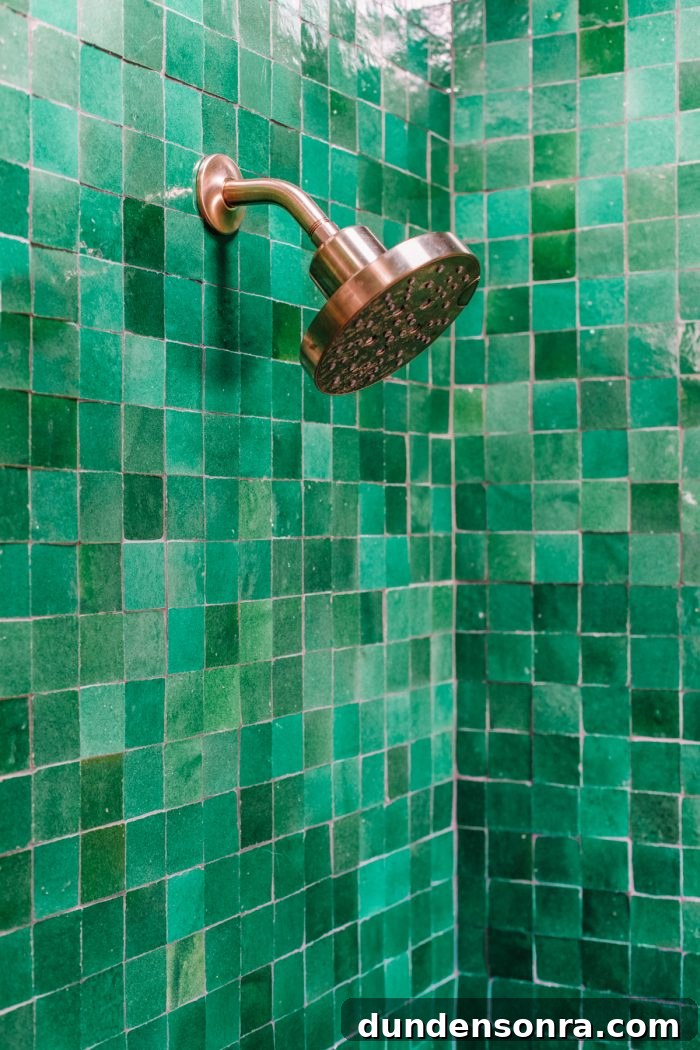 A green tiled room