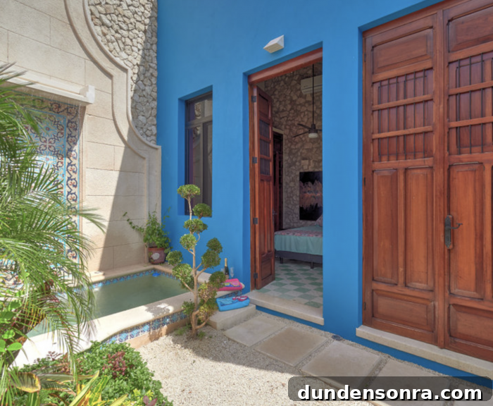Colorful Home Courtyard in Yucatan Mexico