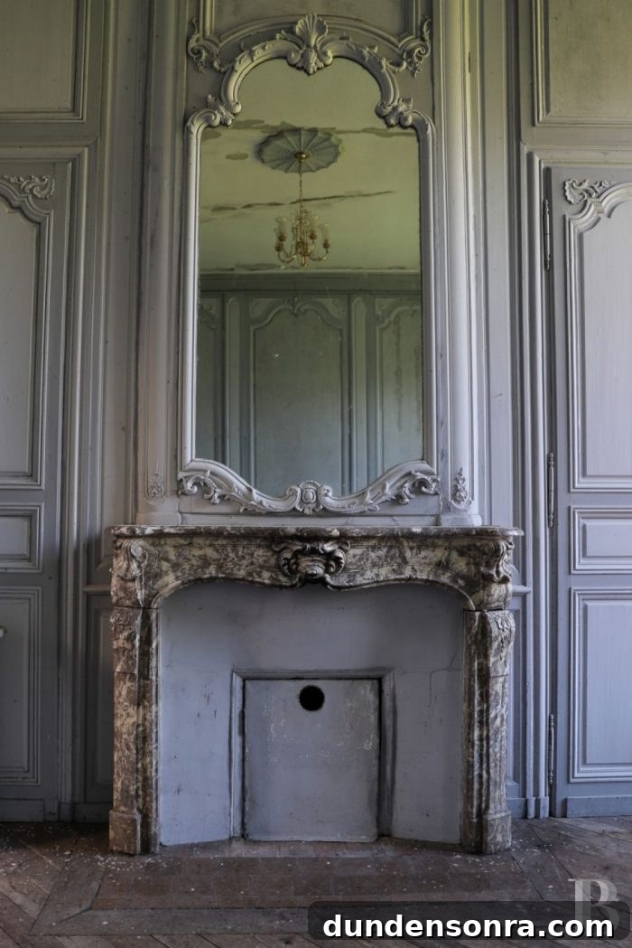 A fireplace in a room