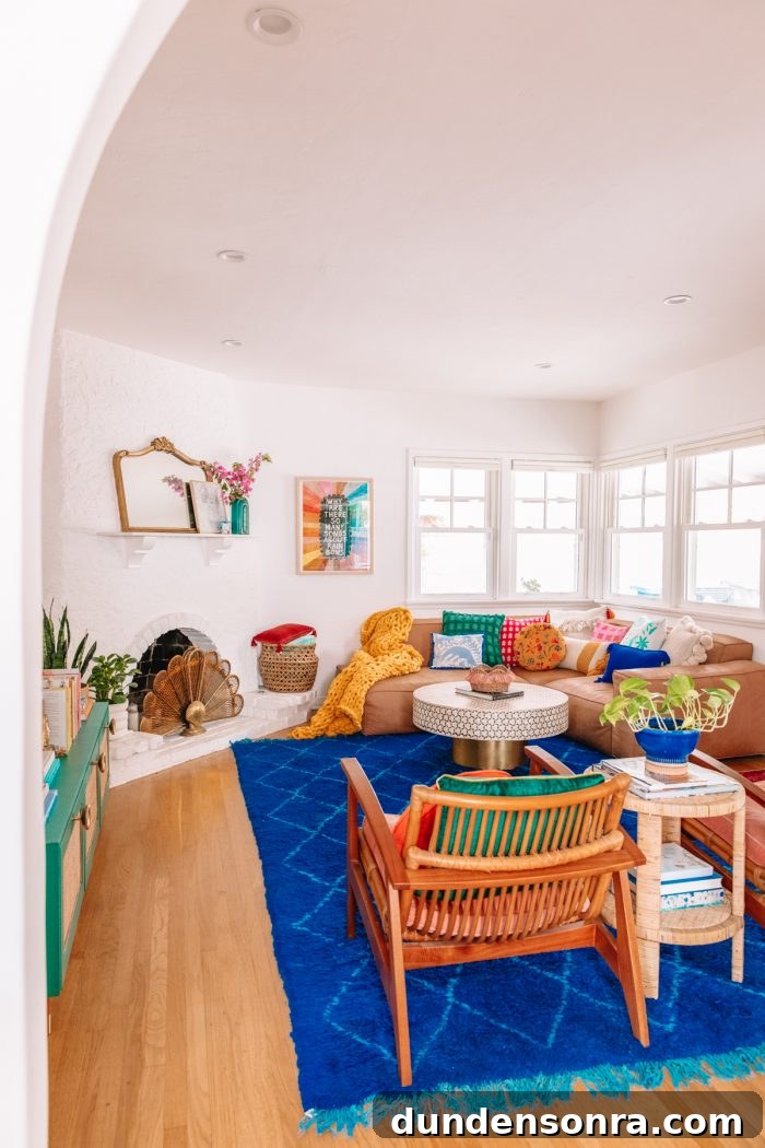 Colorful Living Room with a Blue Rug