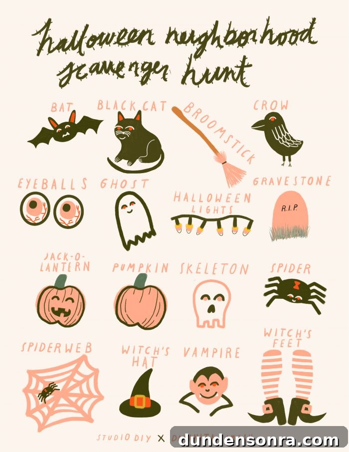 Neighborhood Halloween Scavenger Hunt for Kids — Free Printable Guide 3 Neighborhood Halloween Scavenger Hunt FREE Printable