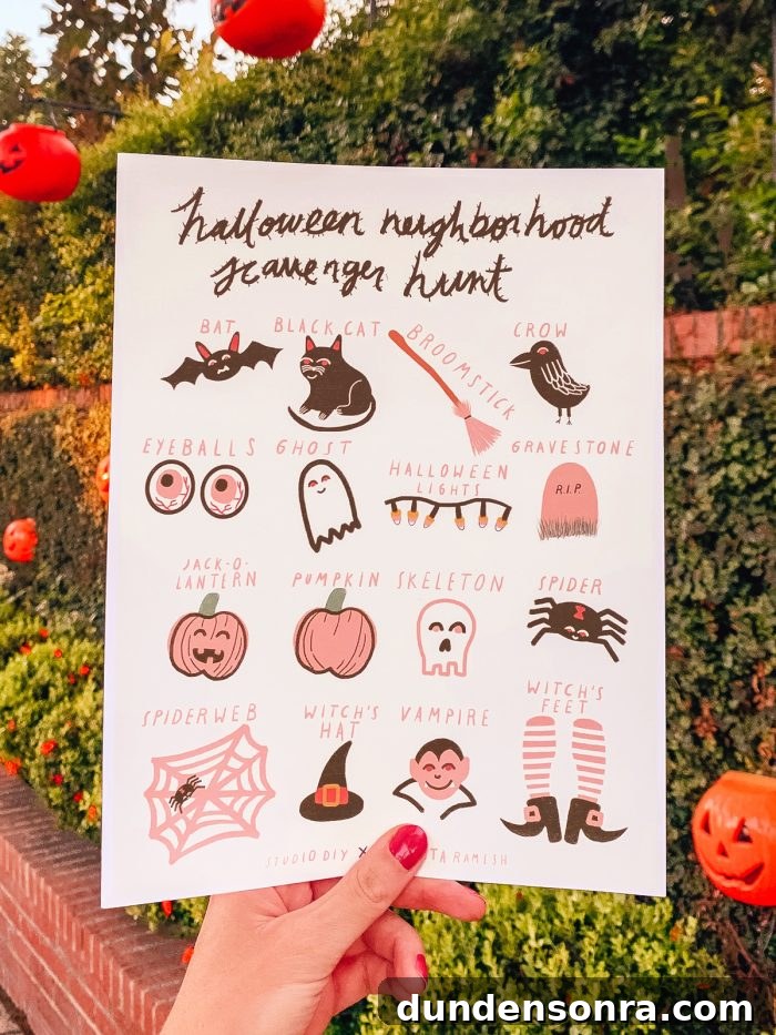 Neighborhood Halloween Scavenger Hunt for Kids — Free Printable Guide 4 Neighborhood Halloween Scavenger Hunt FREE Printable