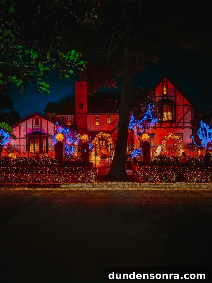 House with Orange Halloween Lights