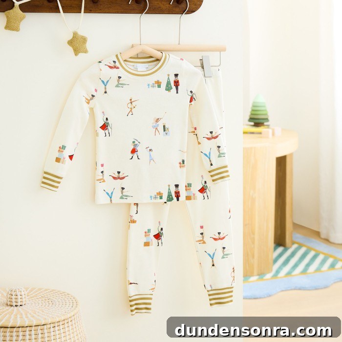 nutcracker pajamas hanging on hangers