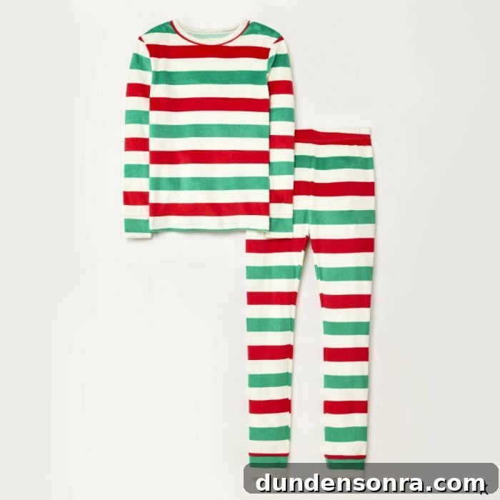 wide red and green stripe pajamas