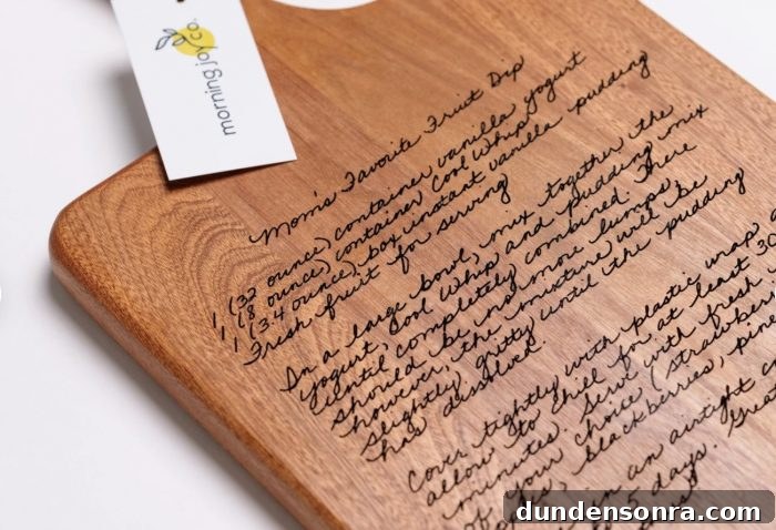 Cutting board engraved with family recipe