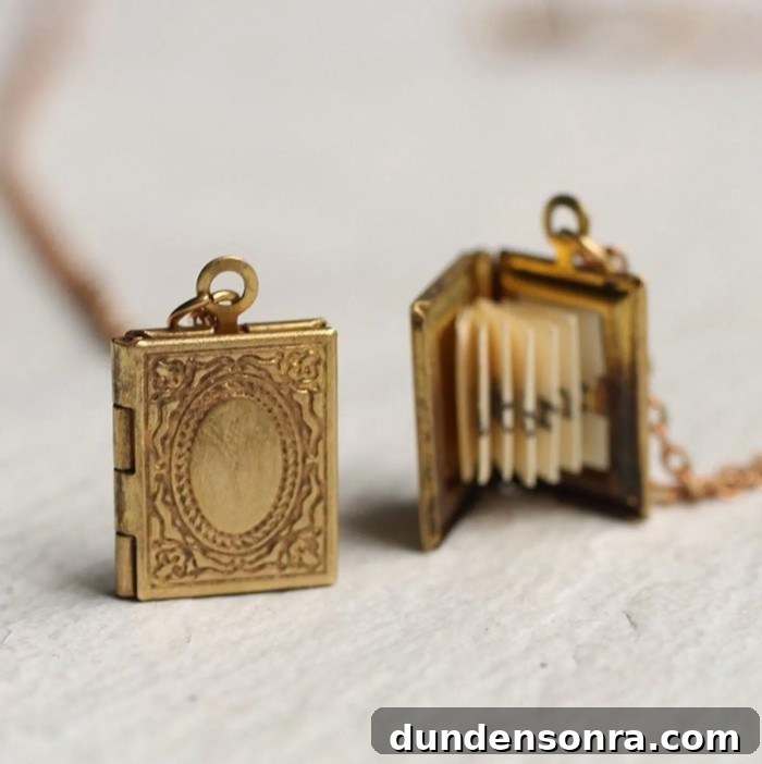 Gold Book Charm on Necklace Chain