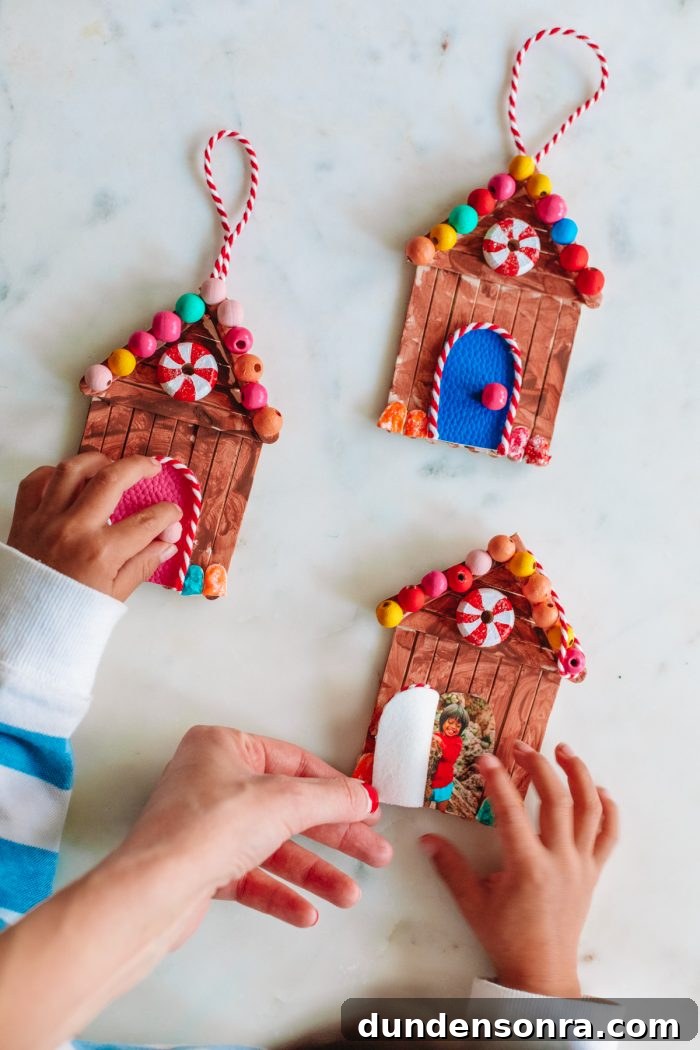 DIY Popsicle Stick Gingerbread House Ornaments