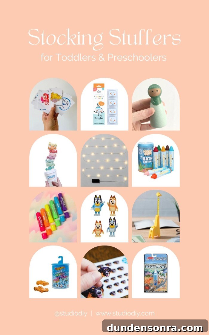 Unique Stocking Stuffer Ideas for Everyone on Your List 3 Photo collage of gift ideas for stocking stuffers for preschoolers