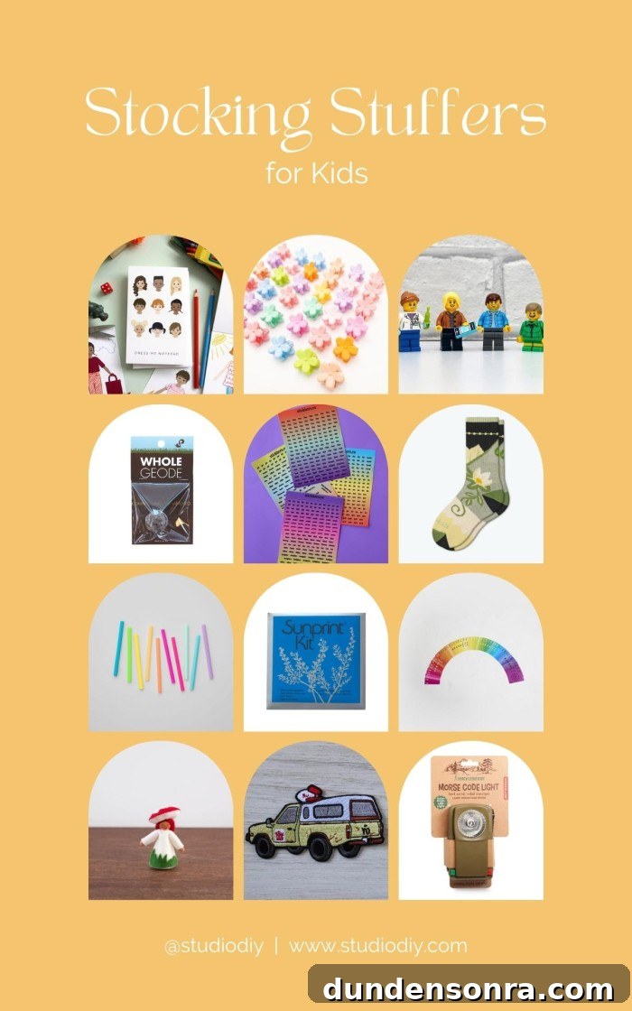 Unique Stocking Stuffer Ideas for Everyone on Your List 4 photo collage of Stocking Stuffers for Kids