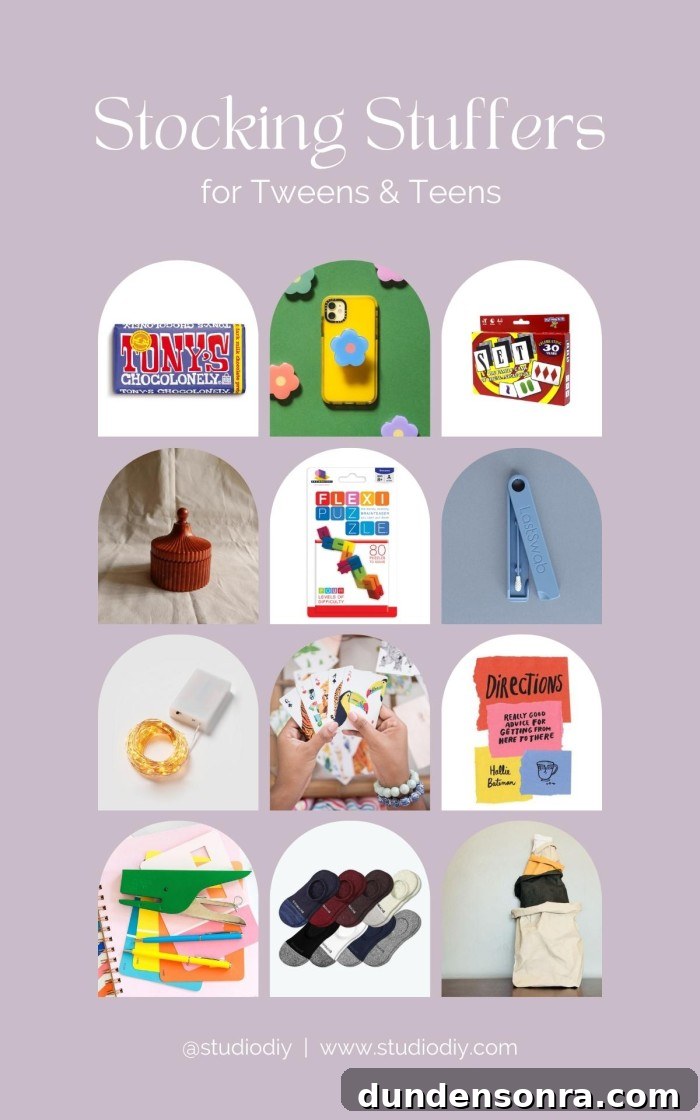 Unique Stocking Stuffer Ideas for Everyone on Your List 5 Photo collage of stocking gifts for teens