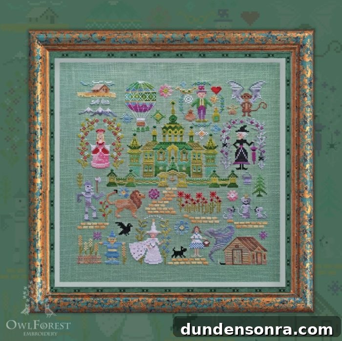 Wizard of Oz Corss Stitch with characters, places, and plant