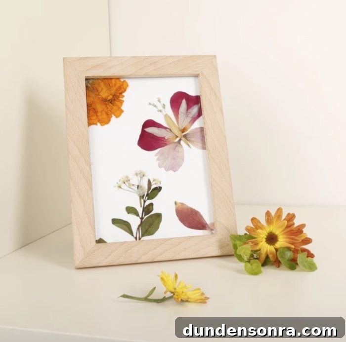 Pressed flowers in a frame