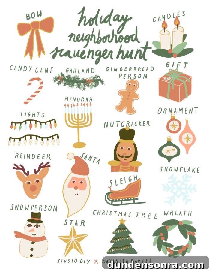 Neighborhood Holiday Scavenger Hunt (Free Printable!)