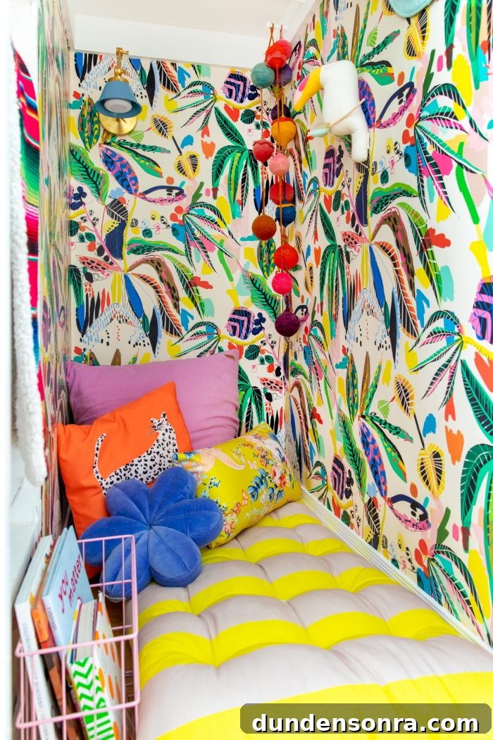 Cozy Reading Nook Makeover for Your Child’s Closet 4 Pillows in a colorful closet