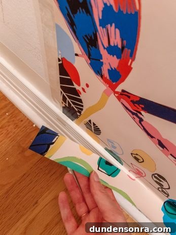 Trimming Bottom of Removable Wallpaper