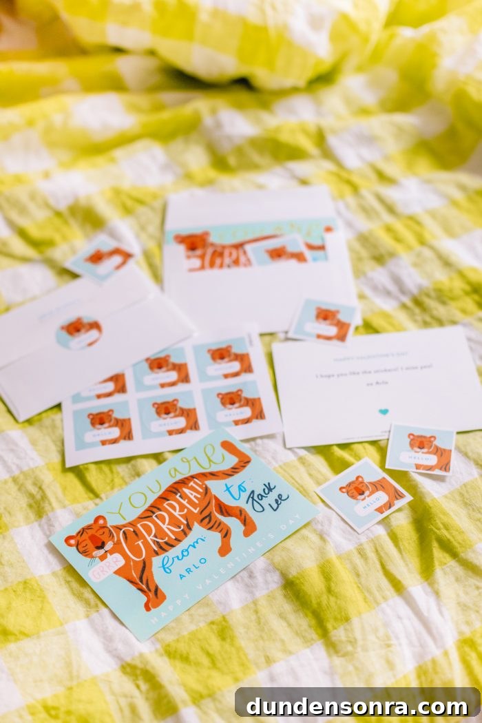Tiger Valentines with Matching Stickers