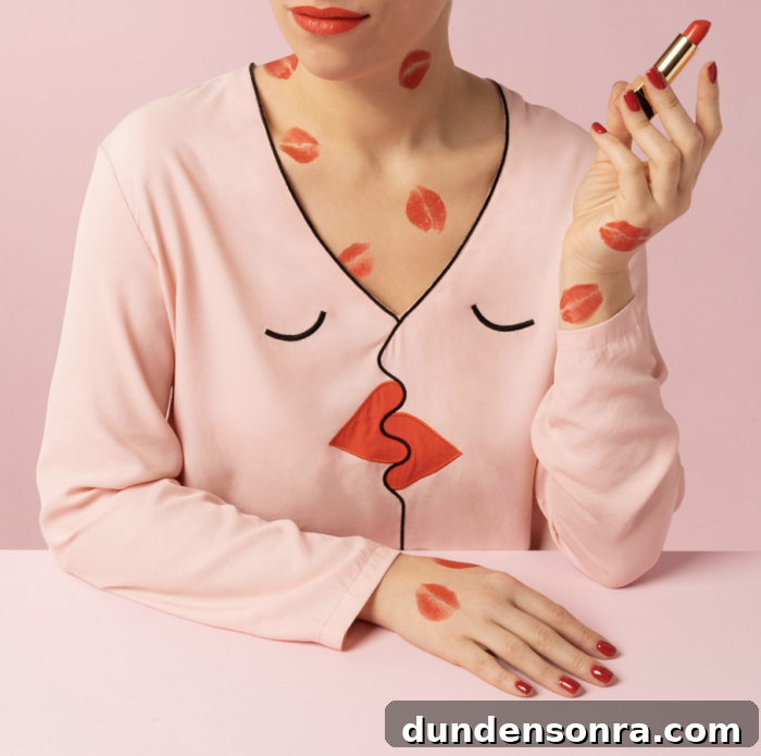 A person with a pink sweater and kisses