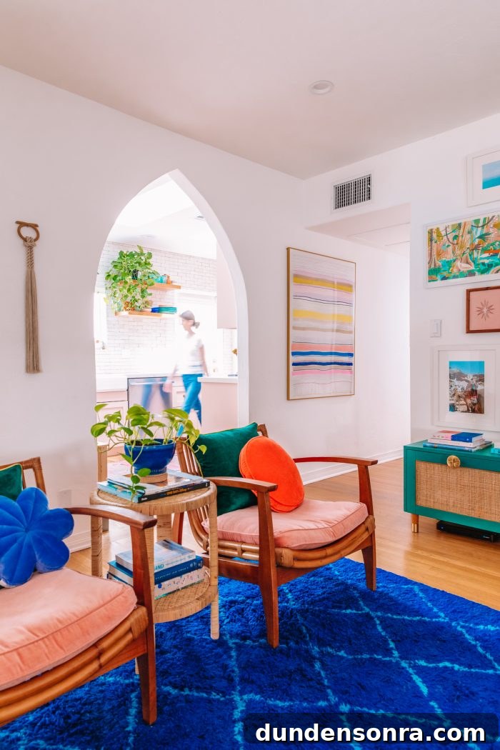 Colorful Living Room with Blue Rug