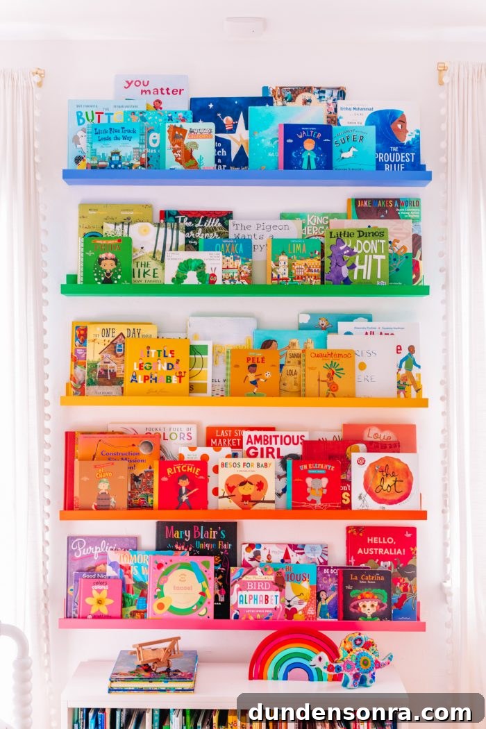 DIY Rainbow Bookshelves: Transform IKEA Shelves with Paint 2 Rainbow colored bookshelf