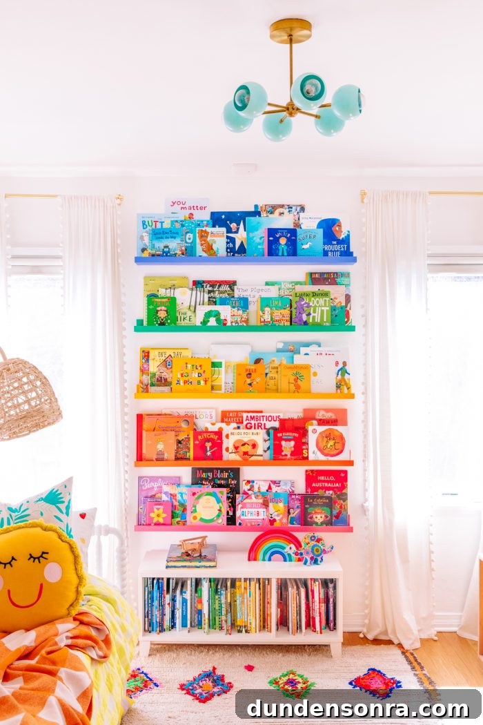 DIY Rainbow Bookshelves: Transform IKEA Shelves with Paint 3 Rainbow colored shelf