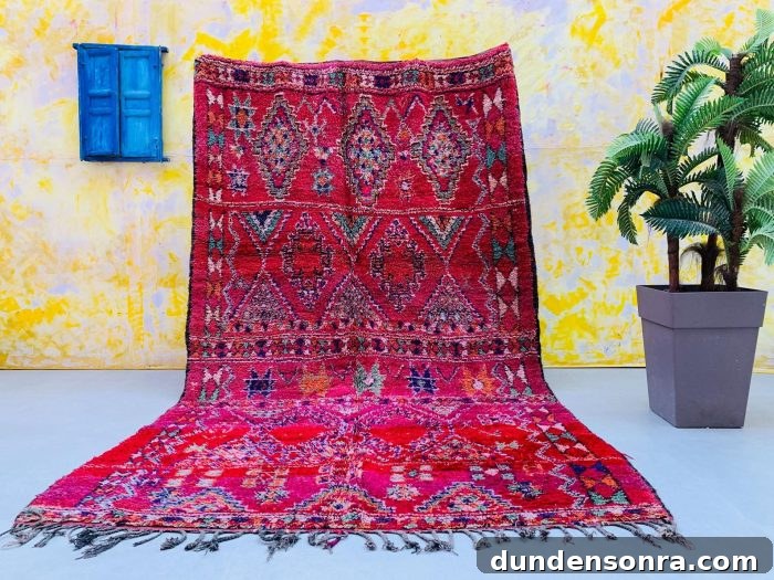 Bold Red Vintage Moroccan Rug
