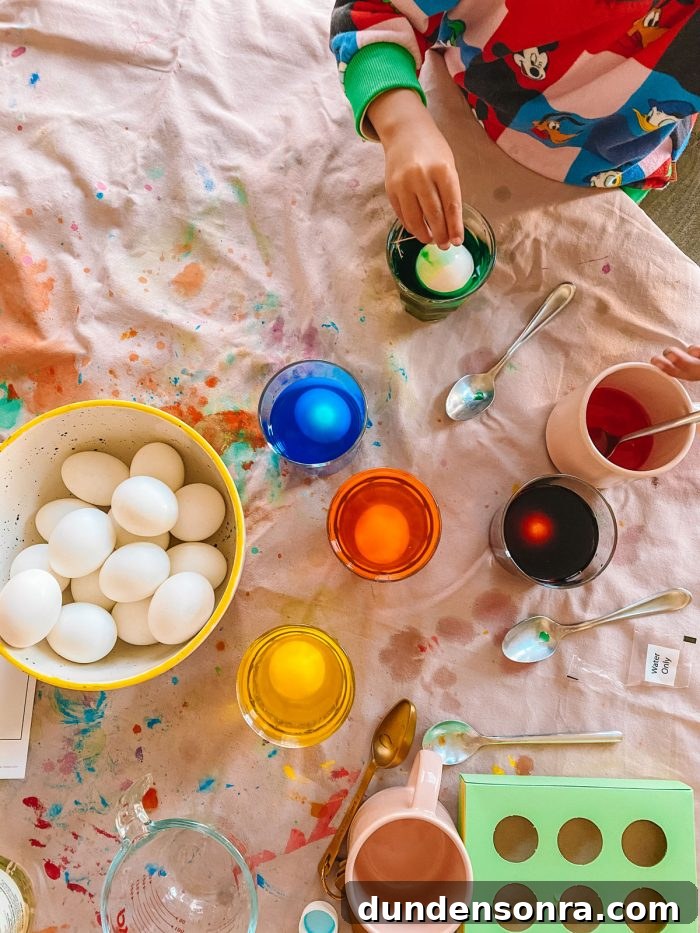 Dyeing Easter eggs