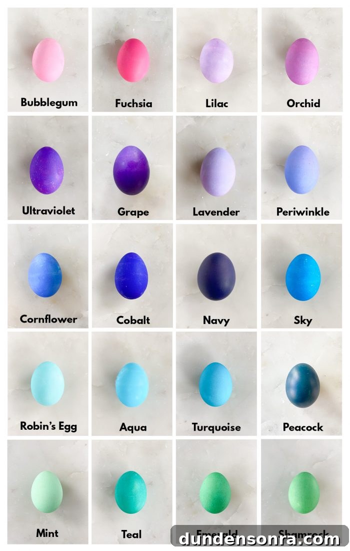 Eggs colored in blue shades