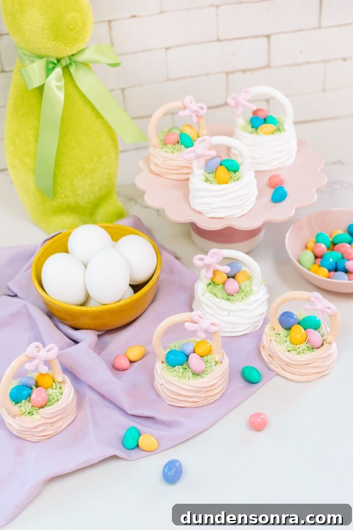 Easter baskets with eggs on a table