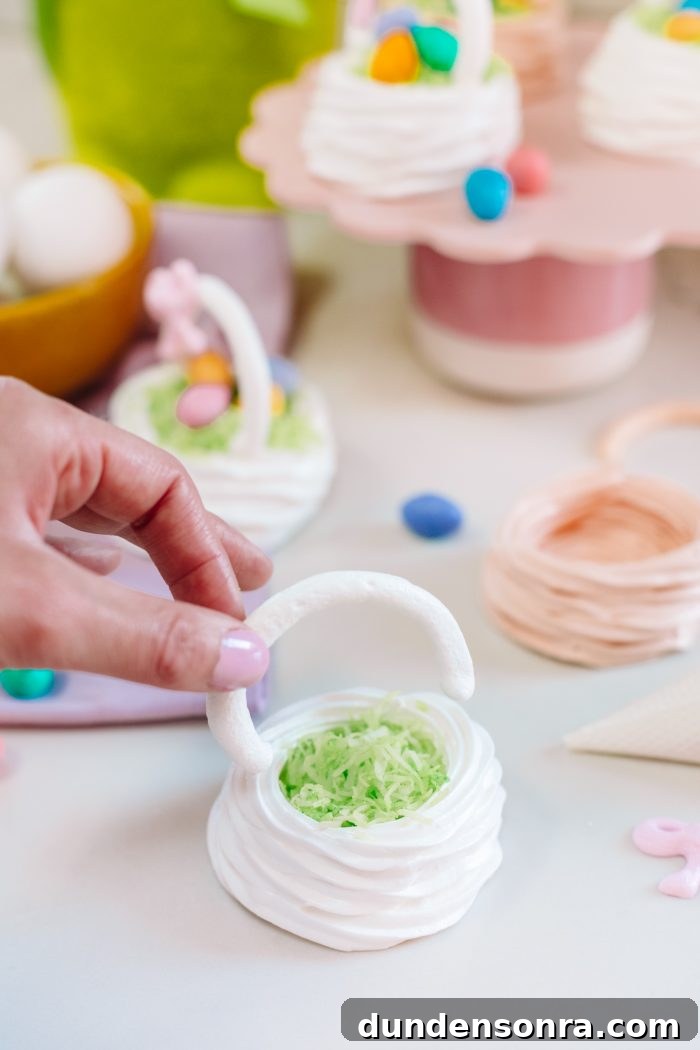 A close up of a small easter basket