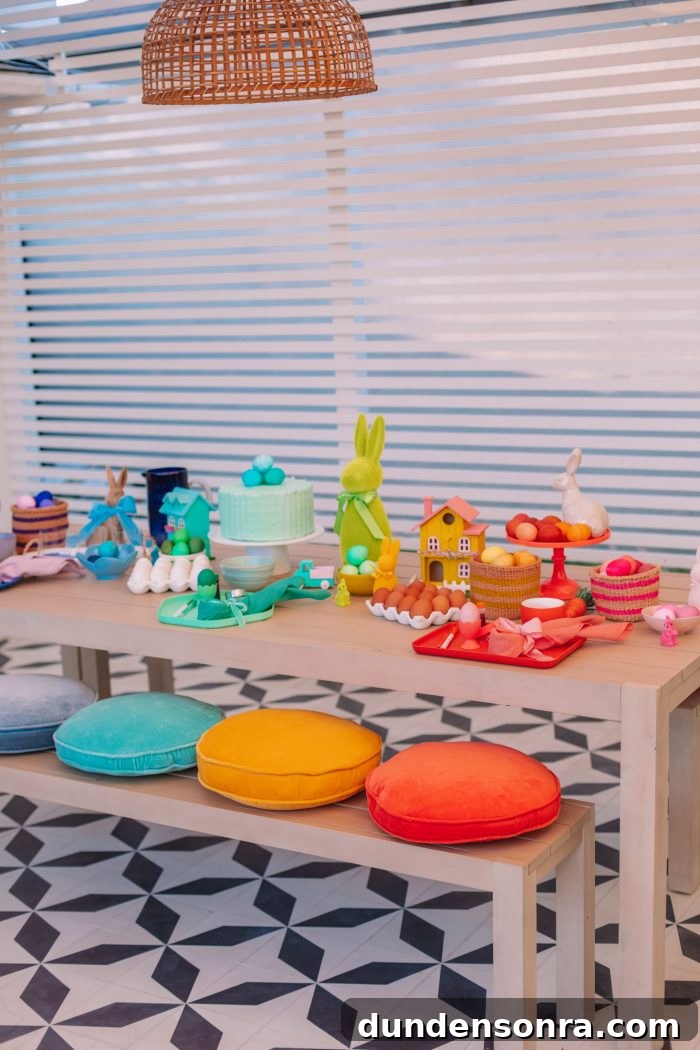 Table with rainbow decorations