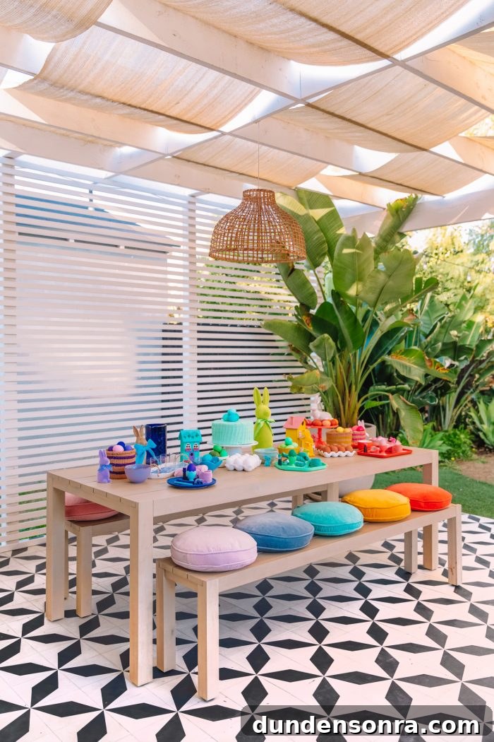 A table with easter decorations