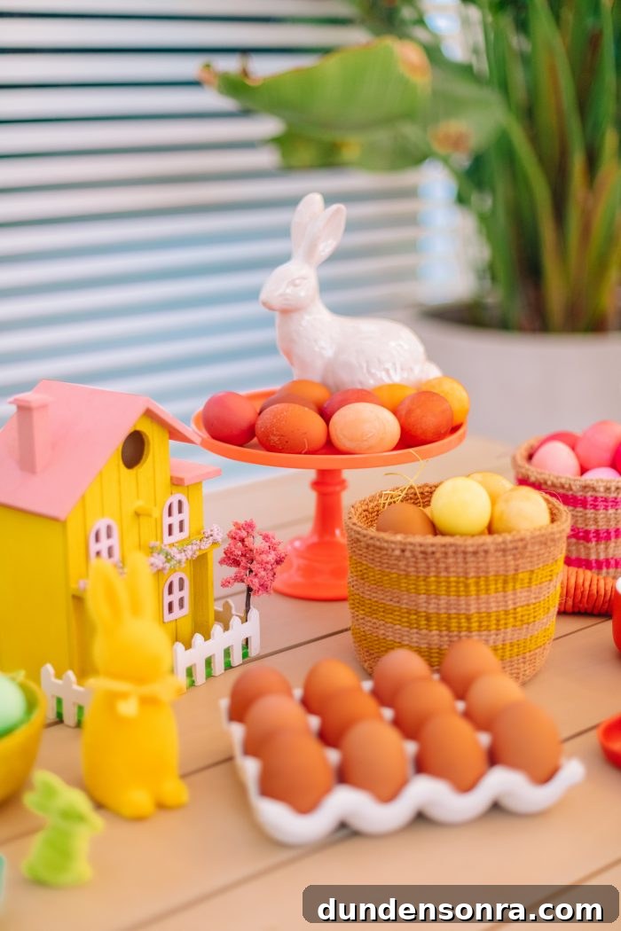 Easter decorations with colorful eggs