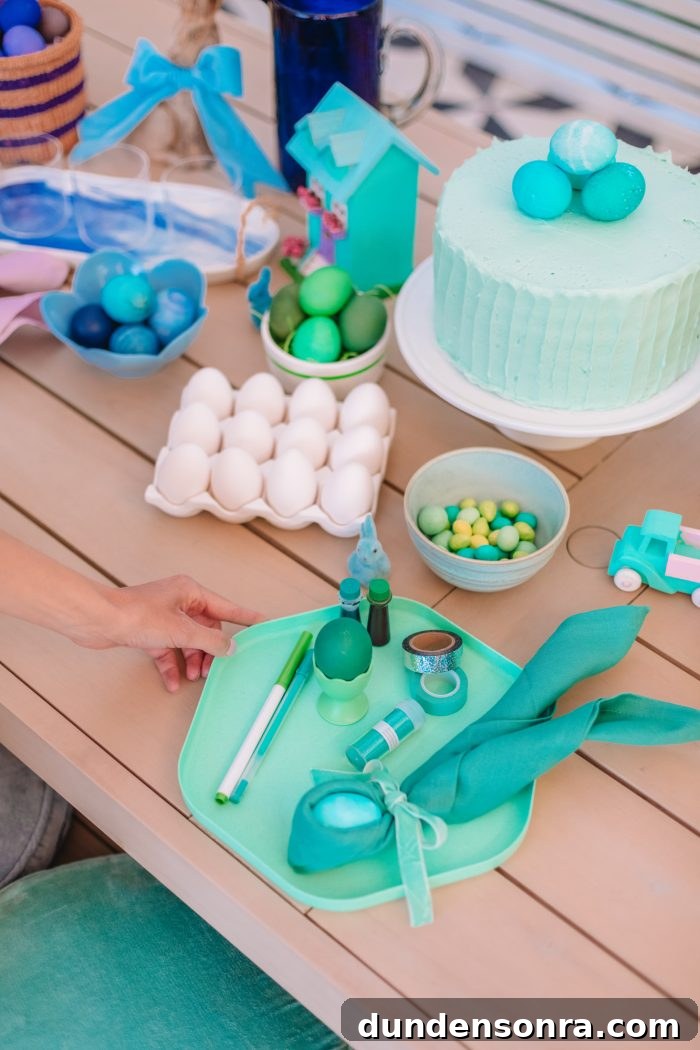 Blue easter egg decorations