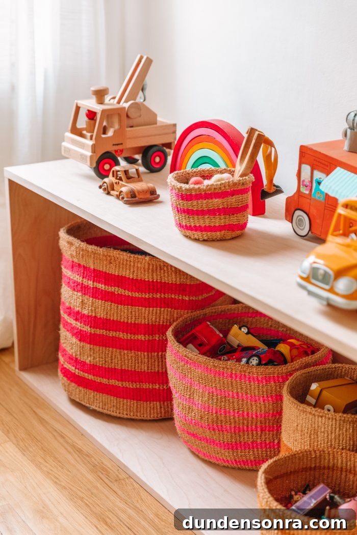 Baskets on a shelf
