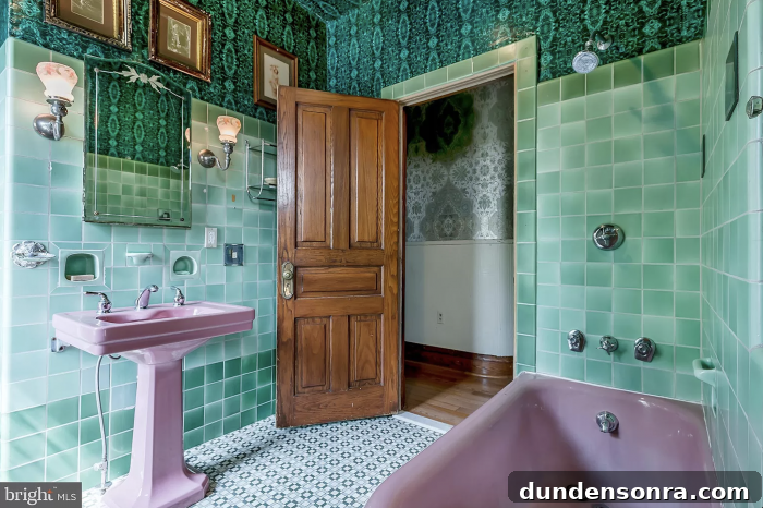 Dream Homes I’d Live In: Inspiring House Designs Vol. 3 19 A green bathroom with pink sink and bath tub